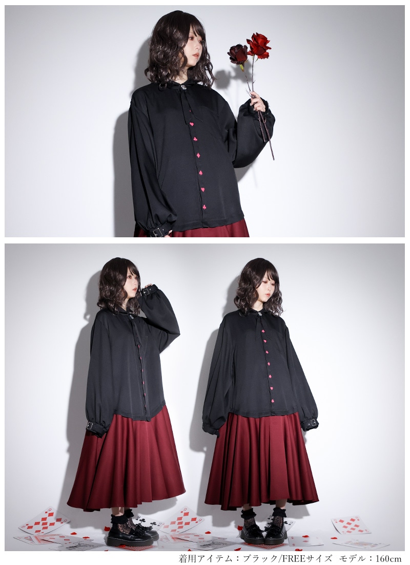 最短即日出荷】シャツ ロング丈 シンプル 重ね着風 オーバーシルエット