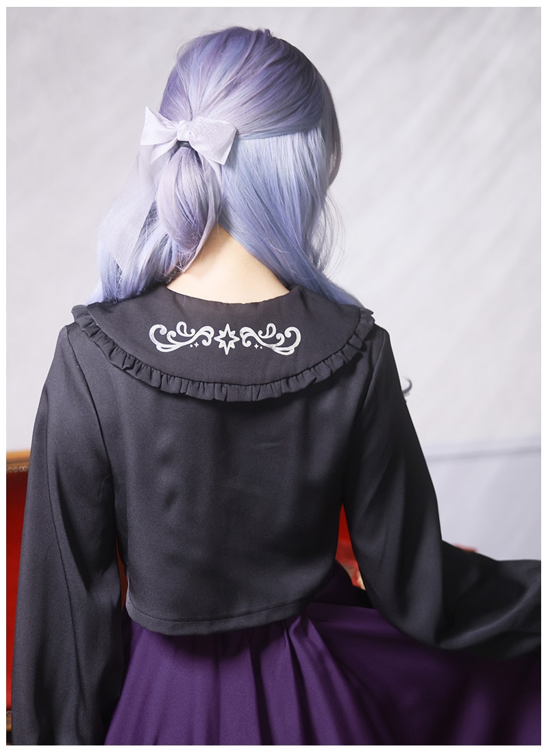 ゴシックロリータひざ丈刺繍セットアップ✨パールリボン付き春夏