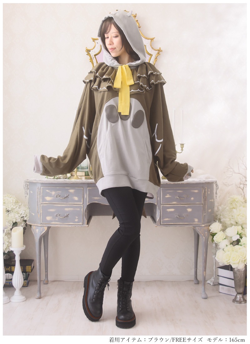 パーカー ドルマン ケープ みみずくちゃん びすけさんコラボ｜ Favorite