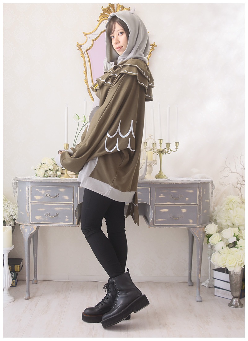 パーカー ドルマン ケープ みみずくちゃん びすけさんコラボ