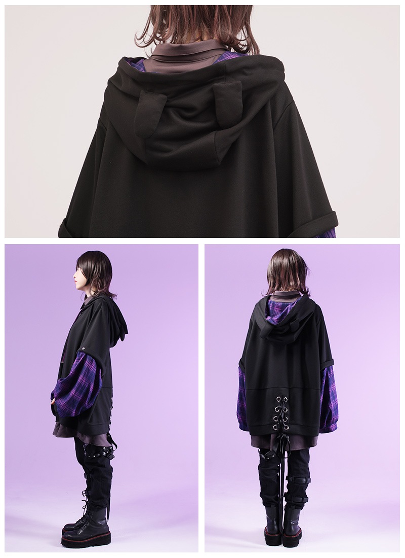 ペアルック2Wayパーカー Favorite フェイバリット シャツ うさぎ 耳
