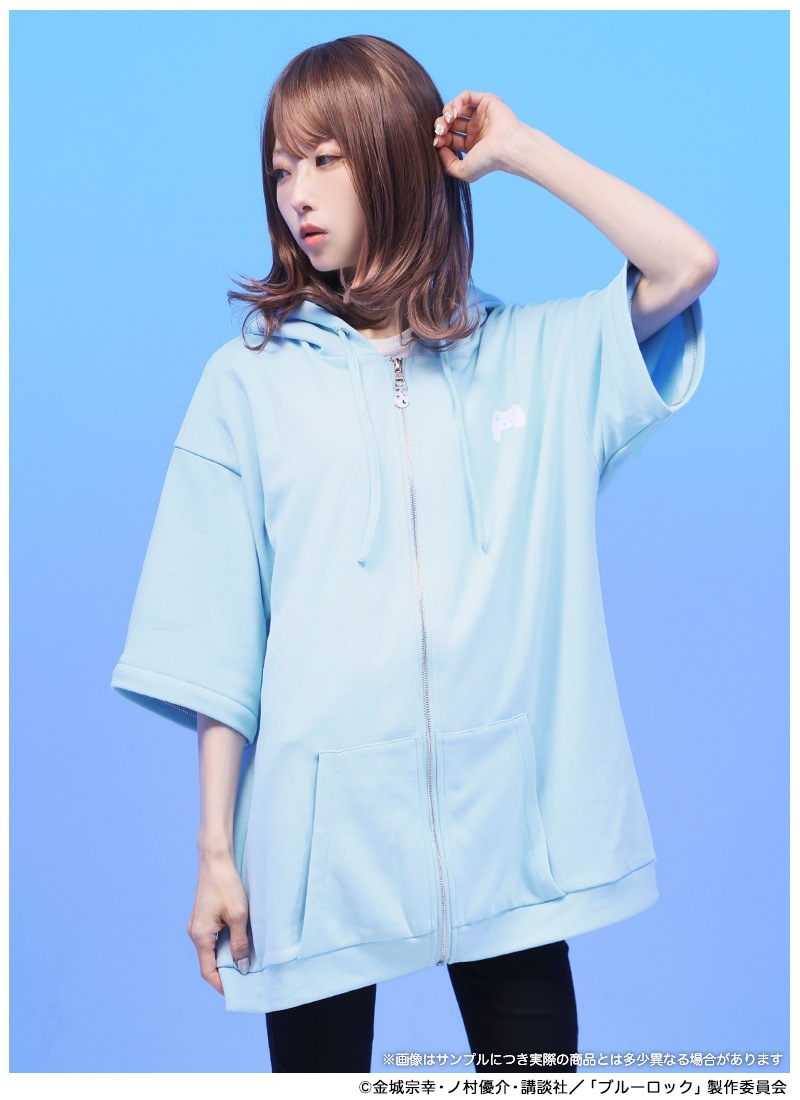 【早い者勝ち】STONE  水色 フード付きパーカー TVアニメ『ブルーロック』×Favoriteコラボ 氷織 羊モチーフパーカー