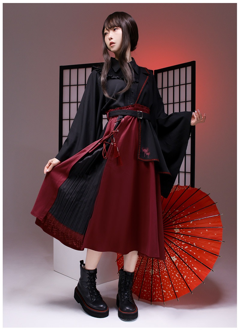 彼岸花と金木犀の花姿ワンショルダースカート ｜ Favoriteオリジナル