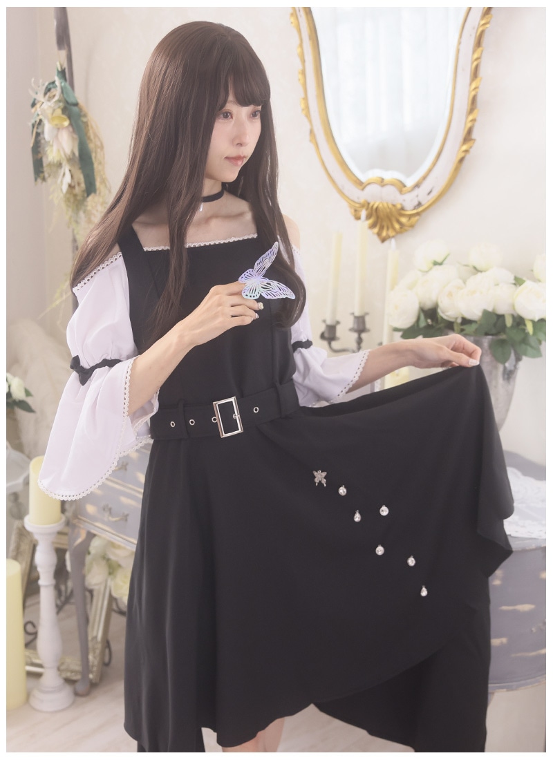 最短即日出荷】スクエアドレープの上品蝶々ワンピース＊Favorite