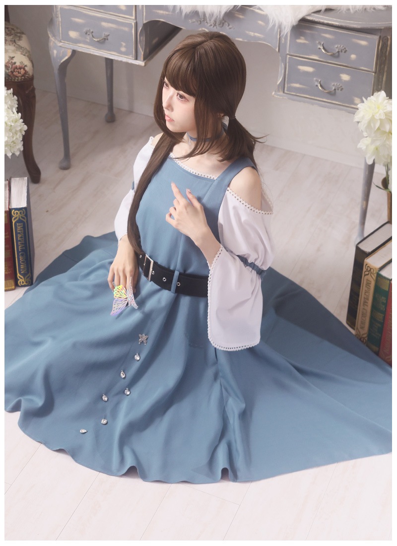 最短即日出荷】スクエアドレープの上品蝶々ワンピース|Favoriteオリジナル ワンピース チョーカー ミディアム丈 蝶 ビジュー レース 変形 上品  スクエア リボン たかみん【2024年4月下旬予約開始】