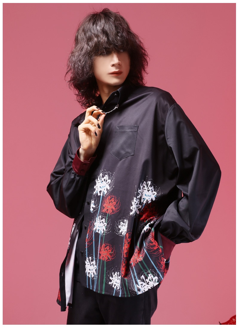 限定セール! VALENTINO 花柄アップリケ シャツワンピース 一面に咲く彼岸花シャツ ｜ Favoriteオリジナル
