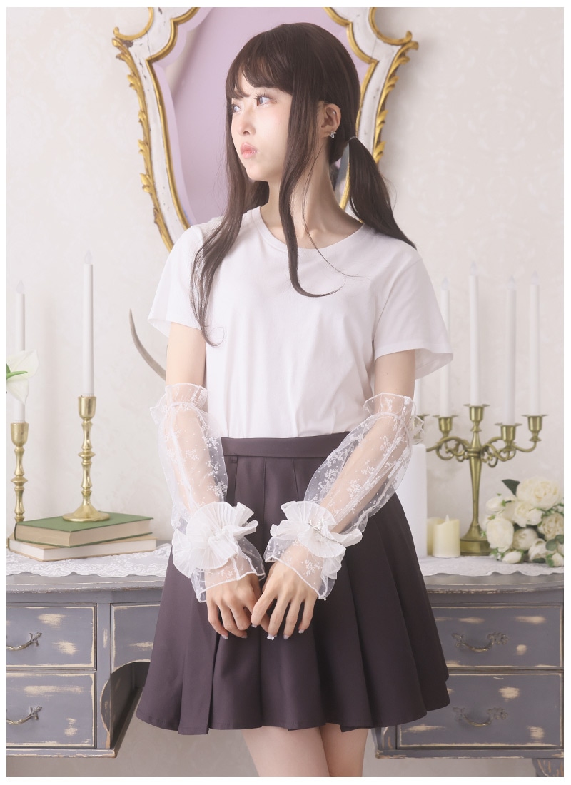 楪@プロフ必読　 ハニーミュー Luv アームカバー付きチョーカートップス 十字架チェーンチョーカーアームウォーマーリブトップス