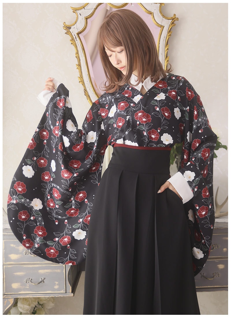 和モダンな椿柄袴風セット ｜ Favoriteオリジナル