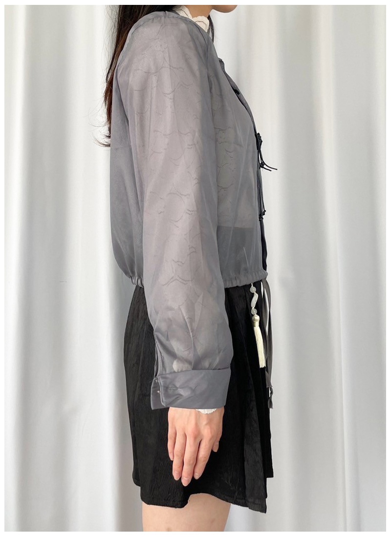 Favoriteオリジナル＊チャイナボタンのSimpleシースルーシャツ 最短即日出荷】シャツ シースルー ユニセックス チャイナ