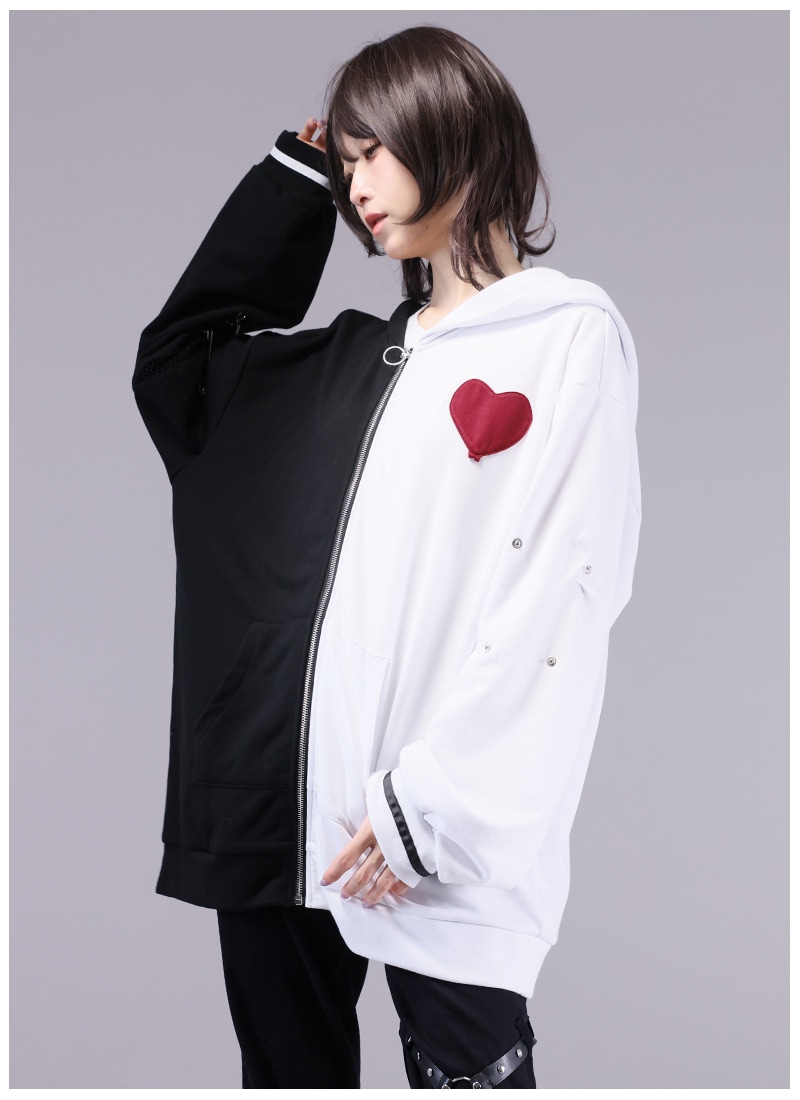 輸血パックモチーフの病みアシメパーカー/Favorite フェイバリット