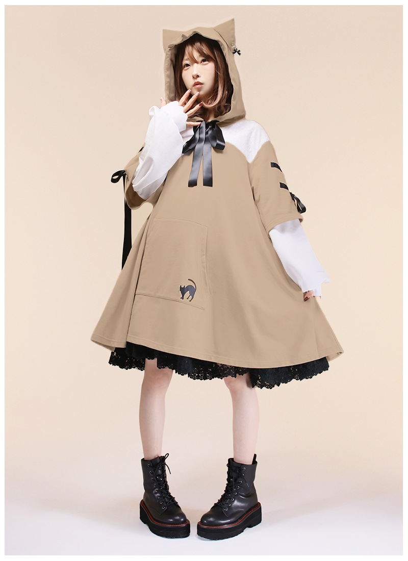 ぽ*ー様 【KateSpade】ボアワンピースパーカー 130cm おすましネコパーカーワンピース｜ Favoriteオリジナル