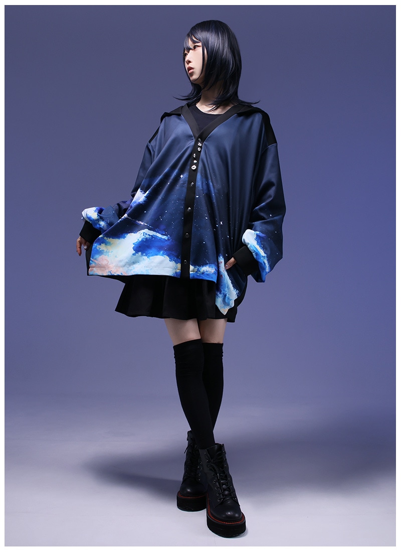 絵空事の蒼天プリントパーカー ｜ Favoriteオリジナル