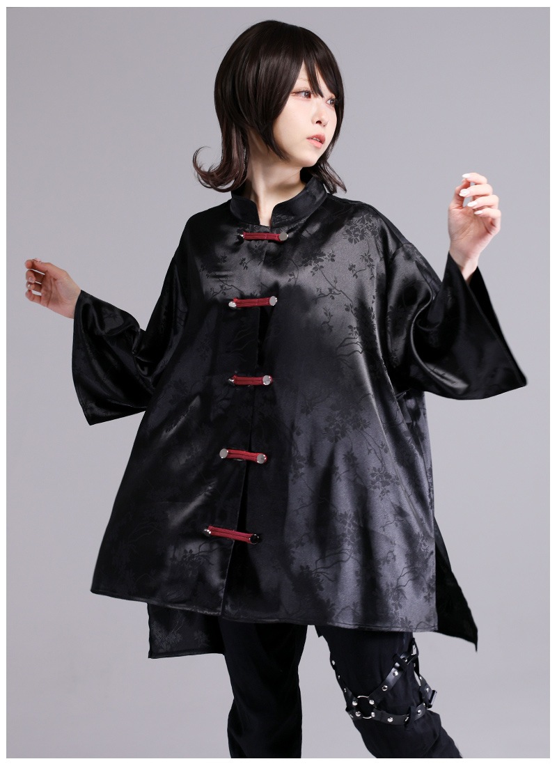 RachelComey チャイナ服　半袖シャツ 襟刺繍綿麻半袖シャツ（ シャツ）｜チャイナカジュアル