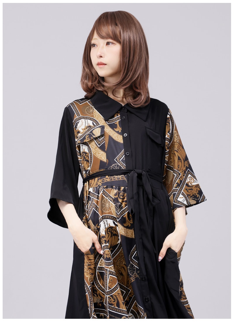 プリヴェヴェ 金光みり愛 ロングワンピース シャツワンピース ブラック 黒 F ブラック ロングワンピース シャツワンピース 襟付き長袖