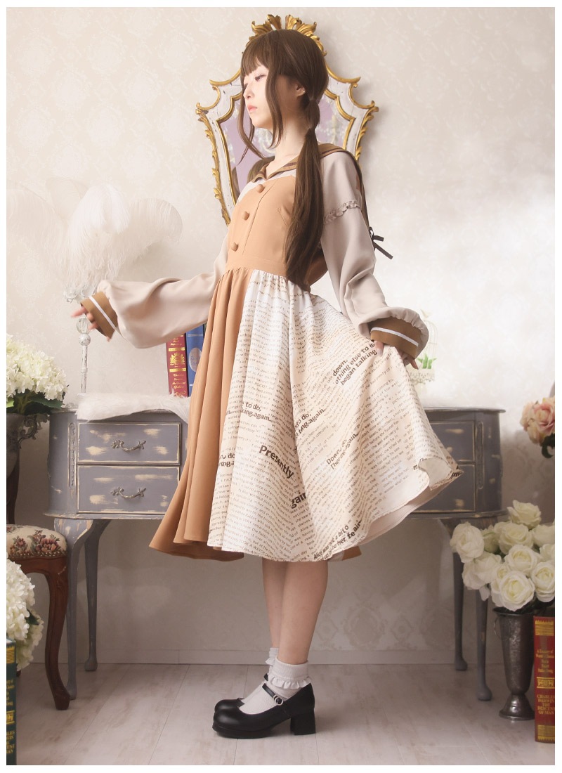 最短即日出荷】文学少女のカフェワンピース＊Favoriteオリジナル