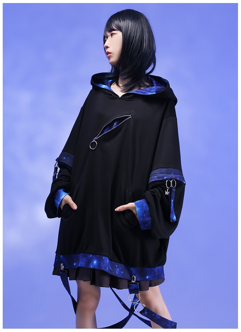 作家さん リネン 白 萌え袖パーカープルオーバー（青みみ