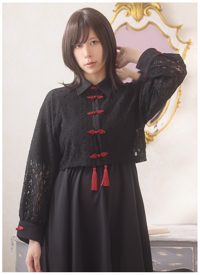 OZZONESTE チャイナ風レース重ねチュニック レースチャイナワンピースセット ｜ Favoriteオリジナル