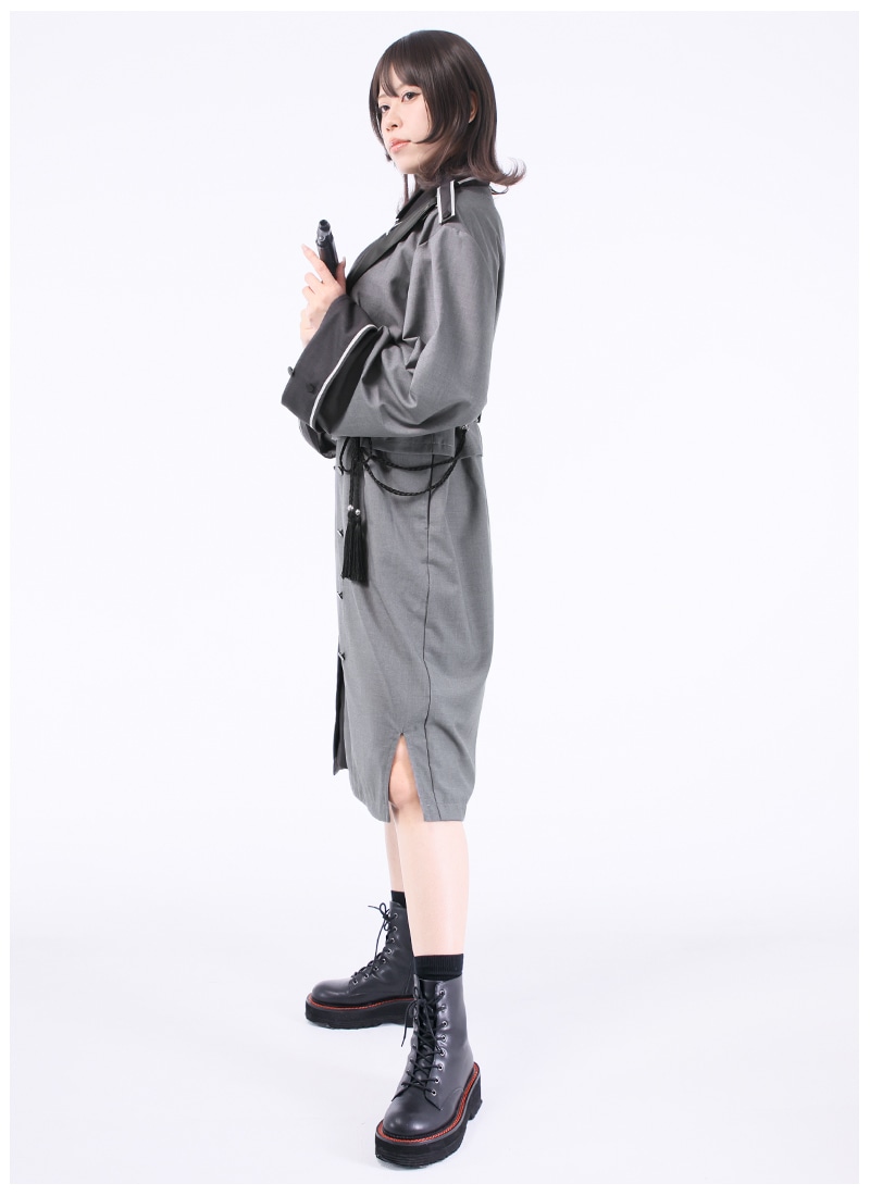 ヴィンテージ風♡ひざ丈軍服系ワンピース 新品膝丈ワンピース軍服ロリータワンピースゴスロリドレス : SGK