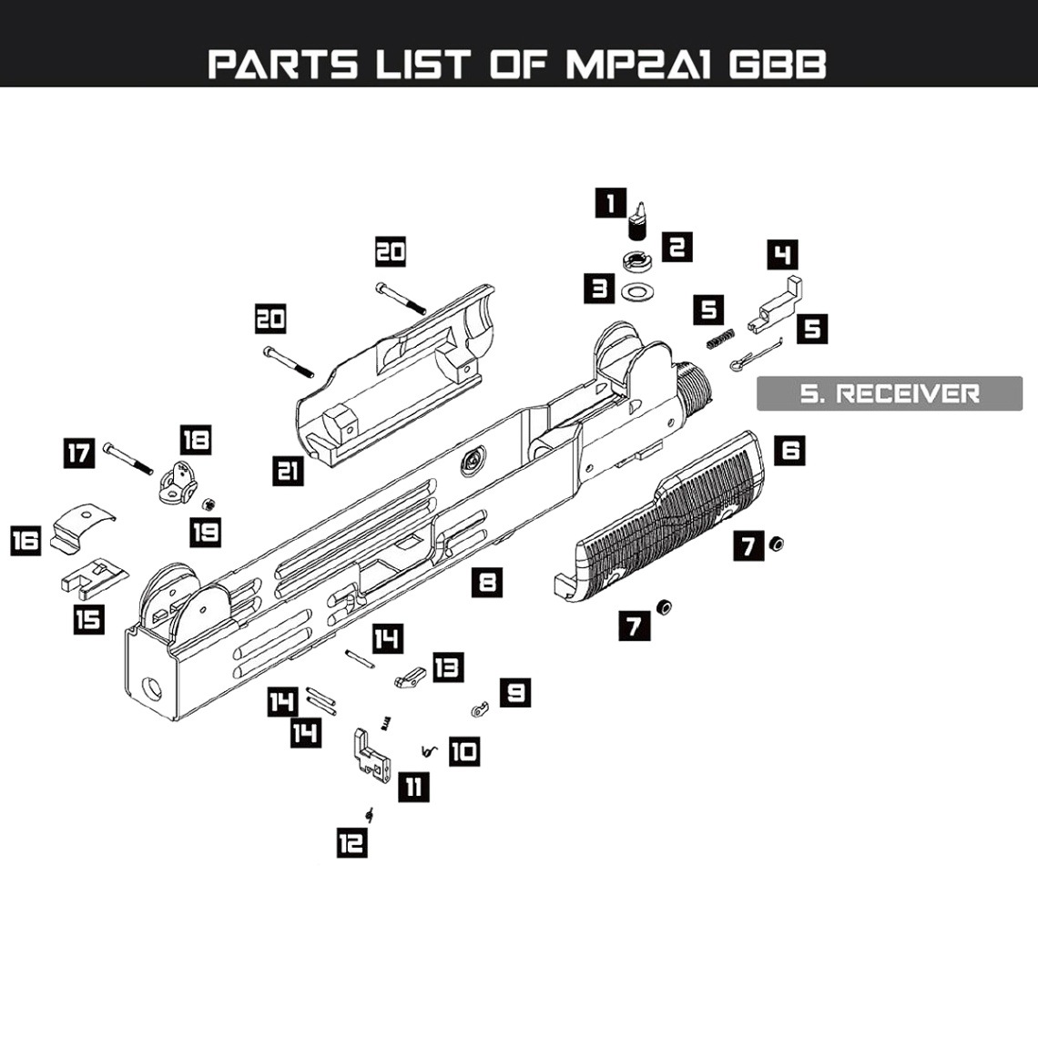 NORTHEAST MP2A1 外装 レシーバー パーツ NorthEast MP2A1パーツ/05-14