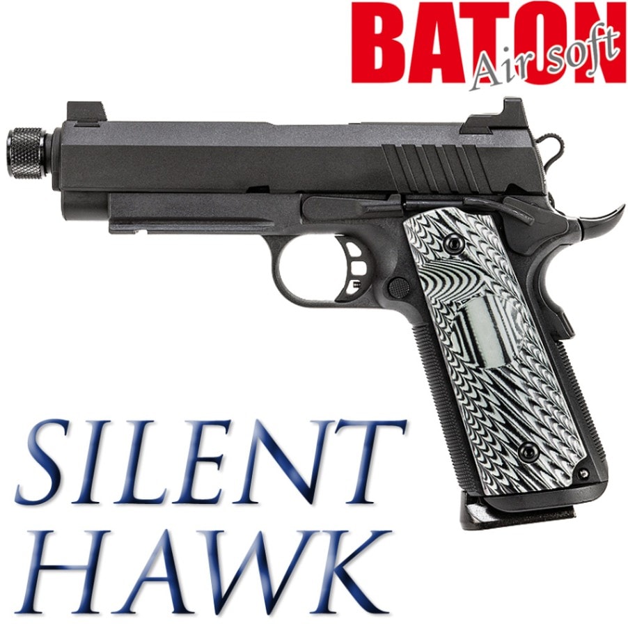 日本国内正規品エアソフトトイガン　JASG認定　CO2 BATON airsoft CO2ガスブローバック BN-SILENT HAWK (JASG認定