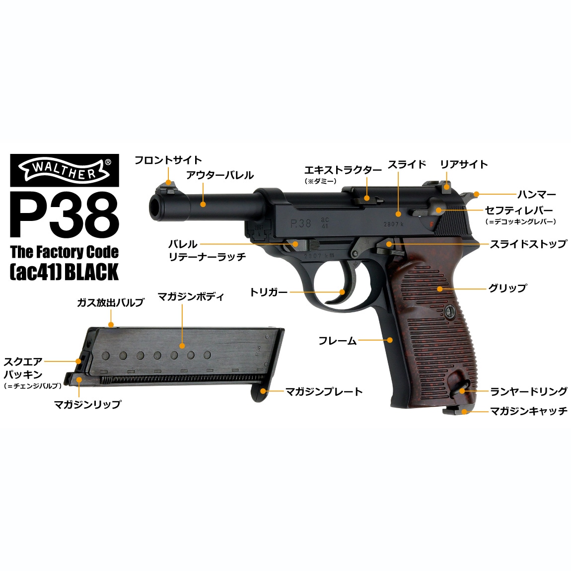 MARUZEN/マルゼン P38 ac41 2807K 359 WALTHER ワルサーP38 ガスブロー