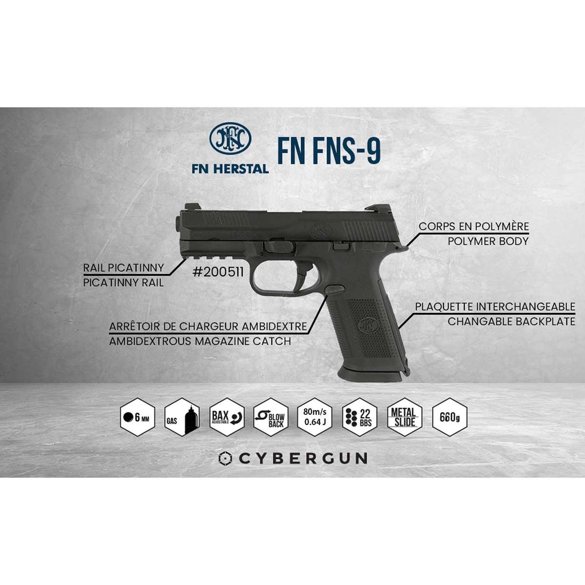 CyberGun/VFC �����֥����Хå� FN FNS-9 (JP ver./FN Herstal Licensed) *���ܻ���/FN �����饤�������� �����֡�CYB-GBB-200511��REF.:200511/3559962005112�ڴ�A��