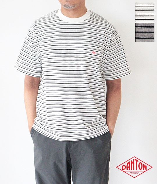 【2026SS】【ネコポス発送】DANTON[ダントン] T/C OPEN END JERSEY ボーダー半袖ポケットTシャツ(メンズ)　DT-C0198 TCB