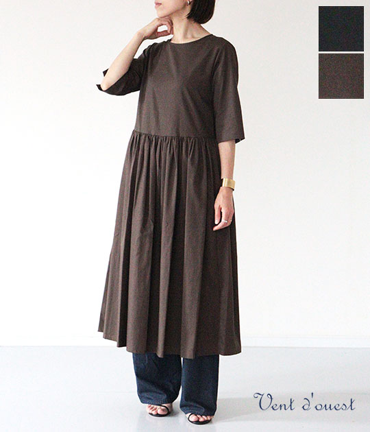 【20％OFF】【SALE】【送料無料】【2025SS】Vent d'ouest[ヴァンドウェスト] 50Sブロードルフタスワンピース　VE11518【返品・交換不可】