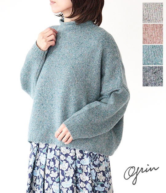 【送料無料】【2025AW】grin[グリン] MIXネップルーズハイカラ―プルオーバー　8255K-005