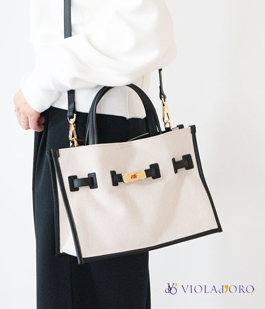 【送料無料】【2026SS】VIOLAd’ORO [ヴィオラドーロ]　BRUNO　2WAYキャンバスレザーバッグ 　V-2287