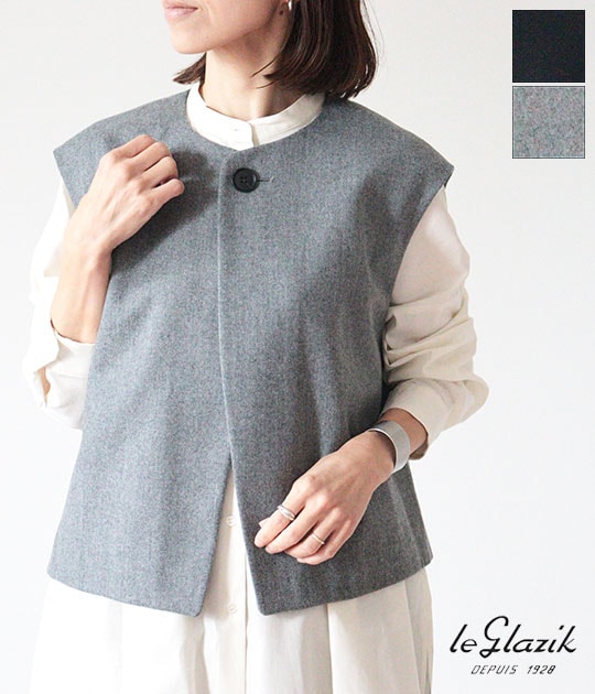 【送料無料】【ネコポス発送】【2026AW】Le glazik[ル・グラジック] WOOL FLANNEL ジレ　LG-B0424 FIW