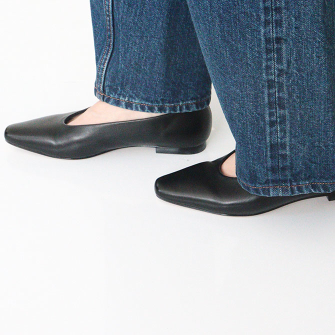 送料無料】【2025AW】REMME[レメ] レザーフラットパンプス ZH-LINEA