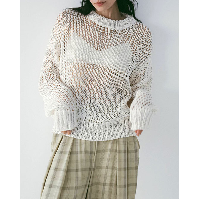 送料無料】【2026SS】anuke[アンヌーク] Tapeyarn Loose Knit テープ