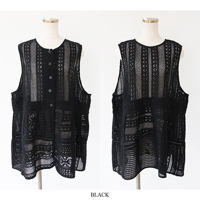 tumugu ツムグ ブラック ベスト tumugu:（ツムグ） | ラッセルニット ベスト | hapuna&Co