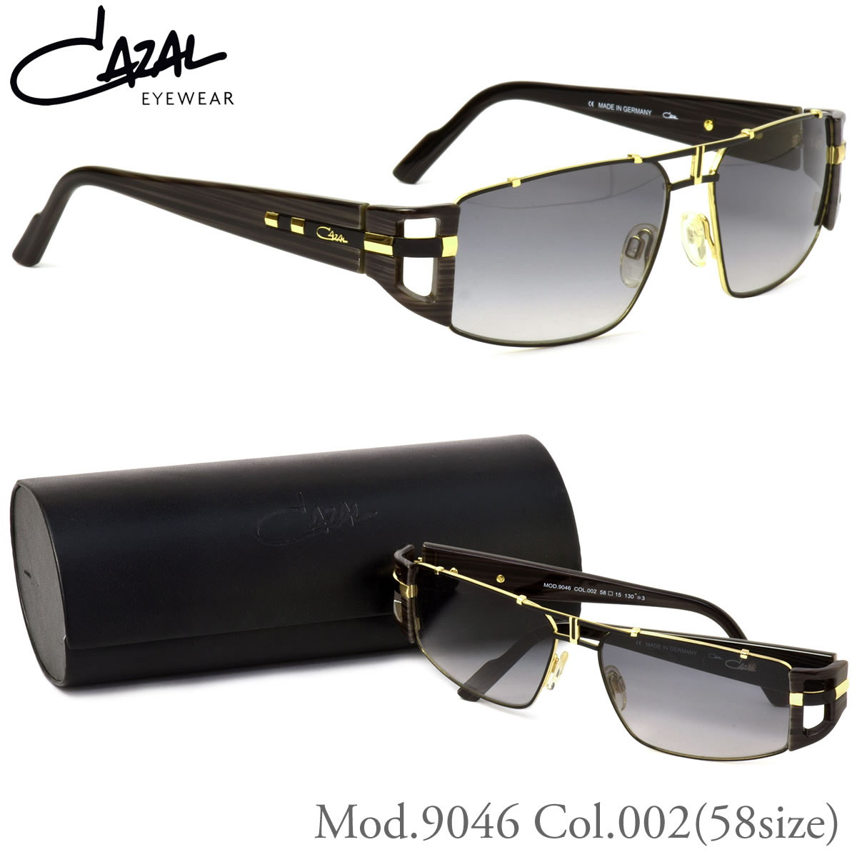 カザール CAZAL サングラス /9046 002 58サイズ /木目 ササ コンビネーション ダブルブリッジ /メンズ レディース