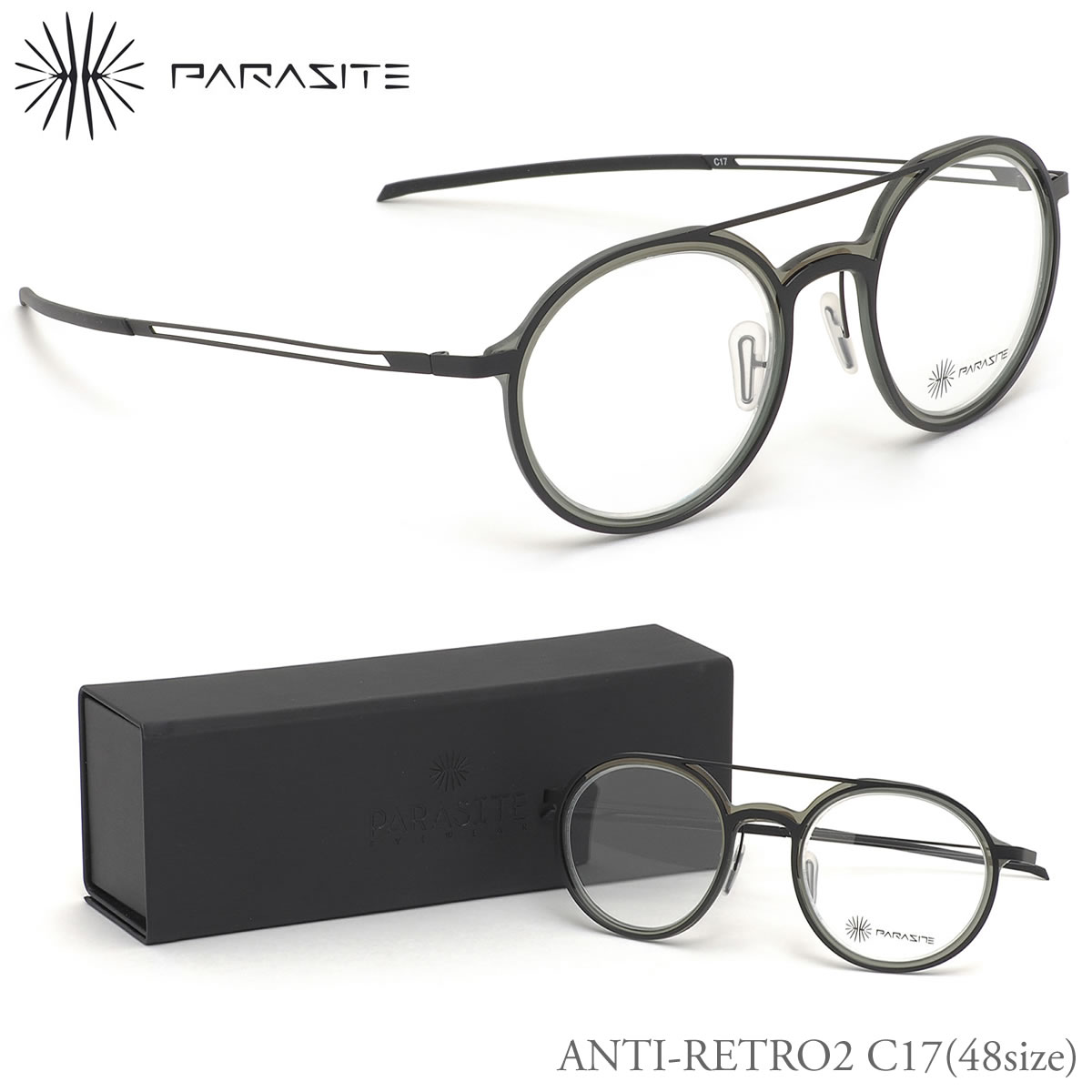 パラサイト PARASITE メガネ /ANTI-RETRO2 C17 48サイズ /アンチレトロ2 アンチレトロ LED range line /PARASITE 伊達メガネレンズ無料 メンズ レディース