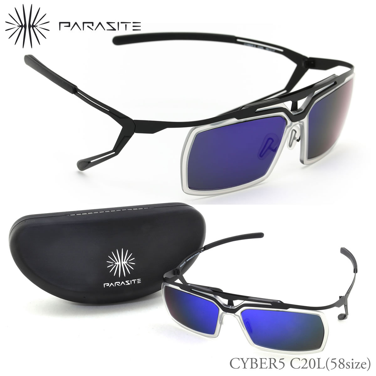 PARASITE パラサイト サングラス /CYBER5 C20L 58サイズ /CYBER5 ダブルアーム ミラー スペアレンズ付き /パラサイト PARASITE メンズ レディース