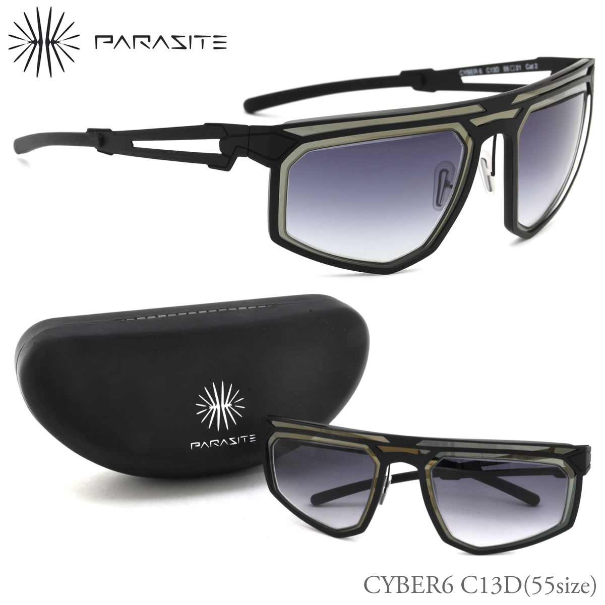 PARASITE パラサイト サングラス /CYBER6 C13D 55サイズ /CYBER6 ミラー /パラサイト PARASITE メンズ レディース