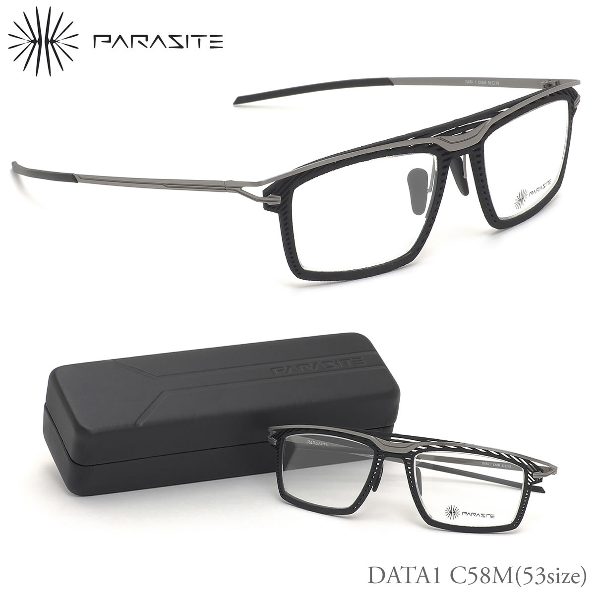 パラサイト PARASITE メガネ /DATA1 C58M 53サイズ /データ2 データ アンチマター ANTI-MATTER ANTI MATTER /PARASITE 伊達メガネレンズ無料 メンズ レディース