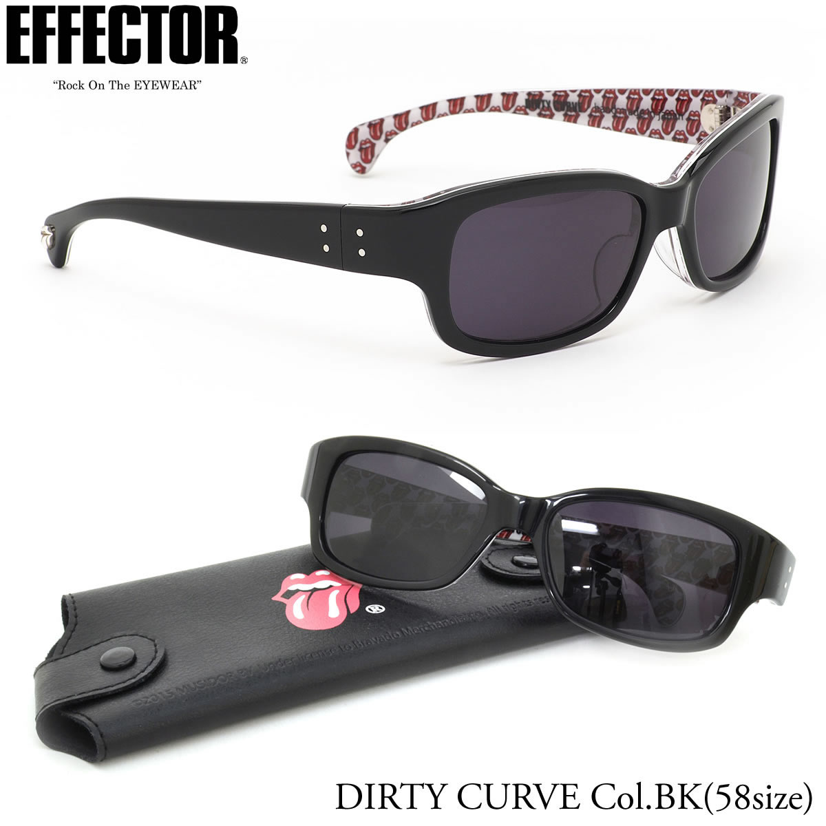 エフェクター EFFECTOR サングラス /DIRTY CURVE BK 56サイズ /The Rolling StonesDIRTY CURVEザ・ローリング・ストーンズ ダーティー カーブ ローリングストーンズ ウエリントン 日本製限定 コラボレーション /EFFECTOR メンズ レディース