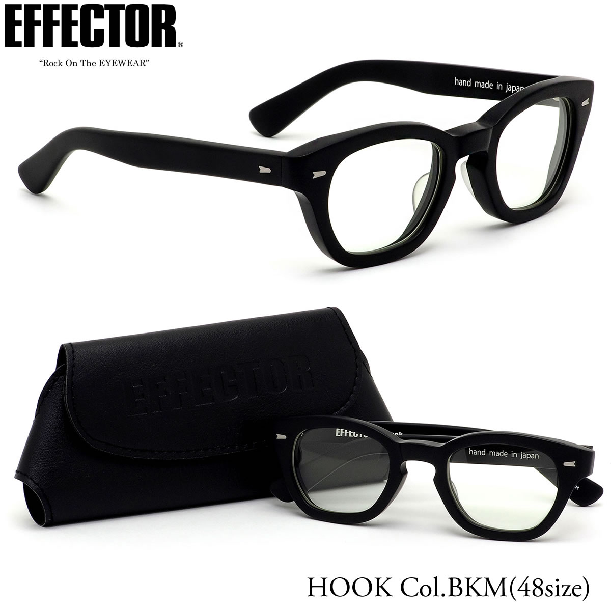 エフェクター EFFECTOR メガネ 伊達メガネセット /HOOK BKM 48サイズ /HOOK フック ウェリントン 日本製 UVカット仕様 伊達メガネレンズ付 /エフェクター EFFECTOR メンズ レディース