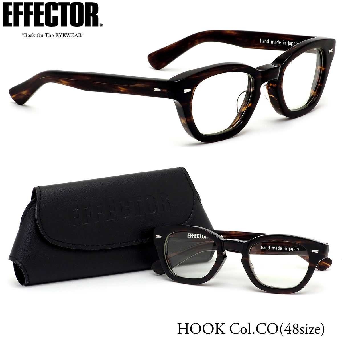 エフェクター EFFECTOR メガネ 伊達メガネセット /HOOK CO 48サイズ /HOOK フック ウェリントン 日本製 UVカット仕様 伊達メガネレンズ付 /エフェクター EFFECTOR メンズ レディース