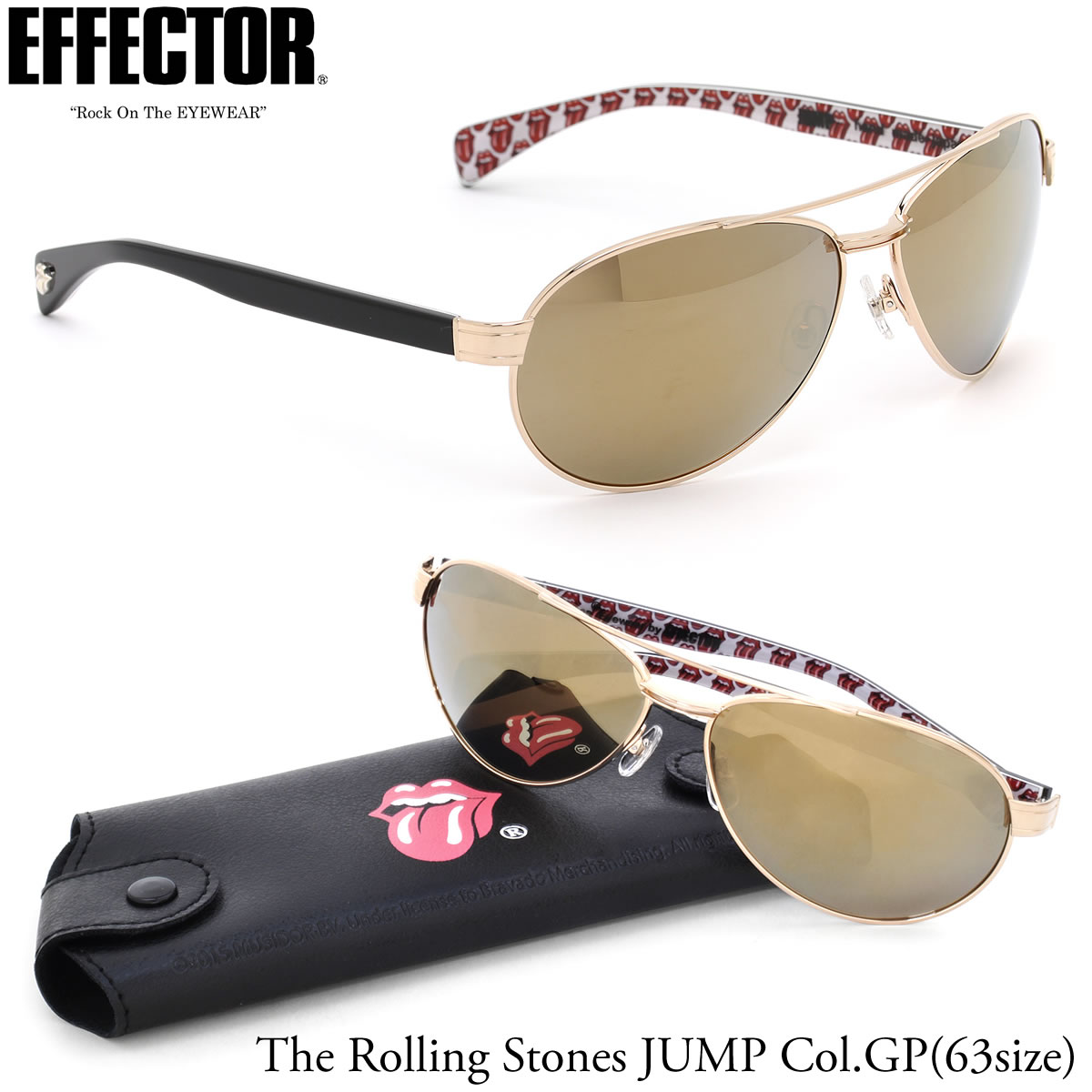 EFFECTOR エフェクター ザ・ローリング・ストーンズ ジャンプ サングラス /JUMP GP 63サイズ /ローリングストーンズ ティアドロップ ツーブリッジ 日本製 限定 コラボレーション /エフェクター EFFECTOR The Rolling Stones JUMP メンズ レディース