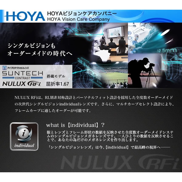 NULUX RFi 1.67 SUNTECH CONTRAST HOYA ホヤ レンズ サンテック コントラスト ニュールックス アールエフアイ 1.67 内面非球面 ブルーライトカット 調光 度付き