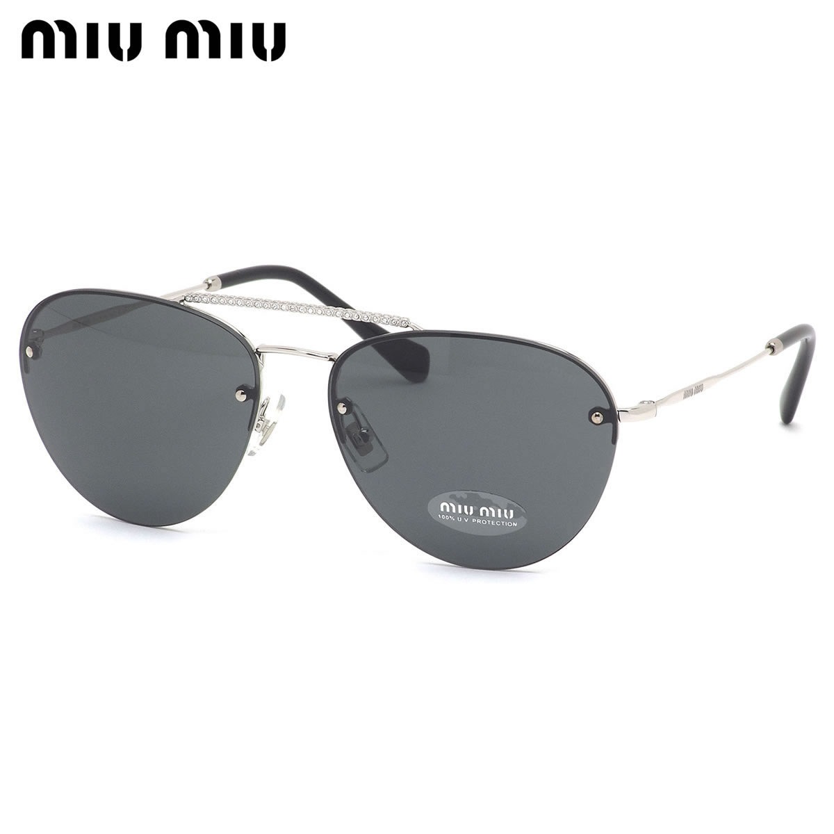 ミュウミュウ MIUMIU サングラス /MU54US 1BC1A1 59サイズ /ソシエテ ボストン ミウミウ 黒 クリスタル レトロ /レディース