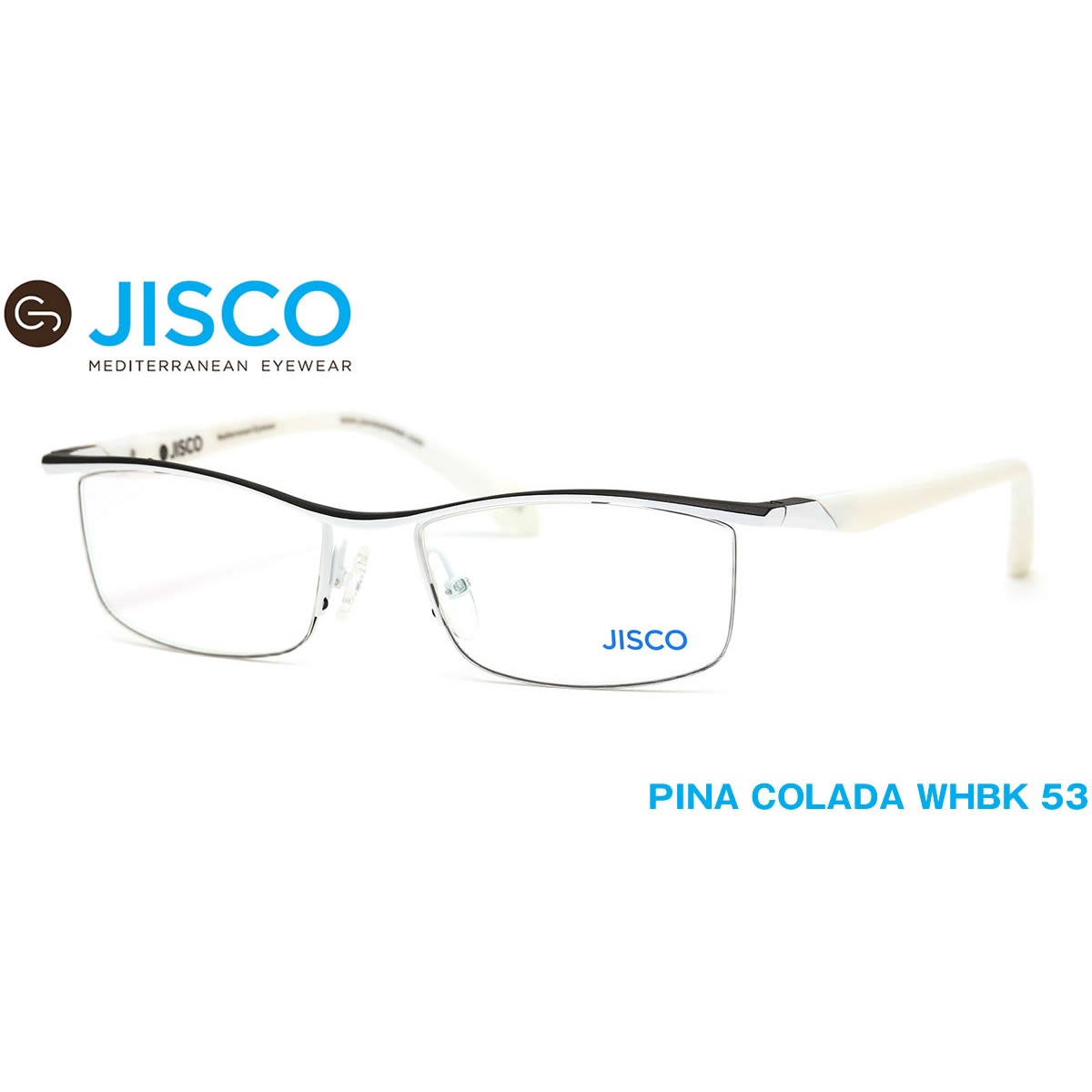 14時までのご注文は即日発送 PINA COLADA WHBK 53サイズ JISCO ジスコ メガネ バネ蝶番 バネ丁番 メンズ レディース 伊達メガネ用レンズ無料!! あす楽対応