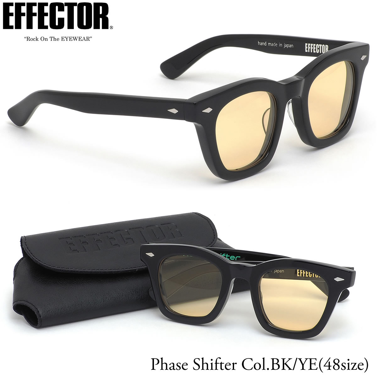 エフェクター EFFECTOR サングラス /PHASE SHIFTER BK/YE 48サイズ /フェイズシフター BOSS ボス コラボ 日本製 /EFFECTOR メンズ レディース