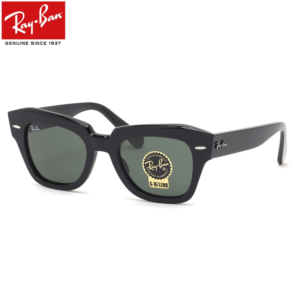 レイバン Ray-Ban サングラス RB2186 901/31 49サイズ STATE STREET ステートストリート G-15 レイバングリーン ウェリントン ドライブ アウトドア メンズ レディース