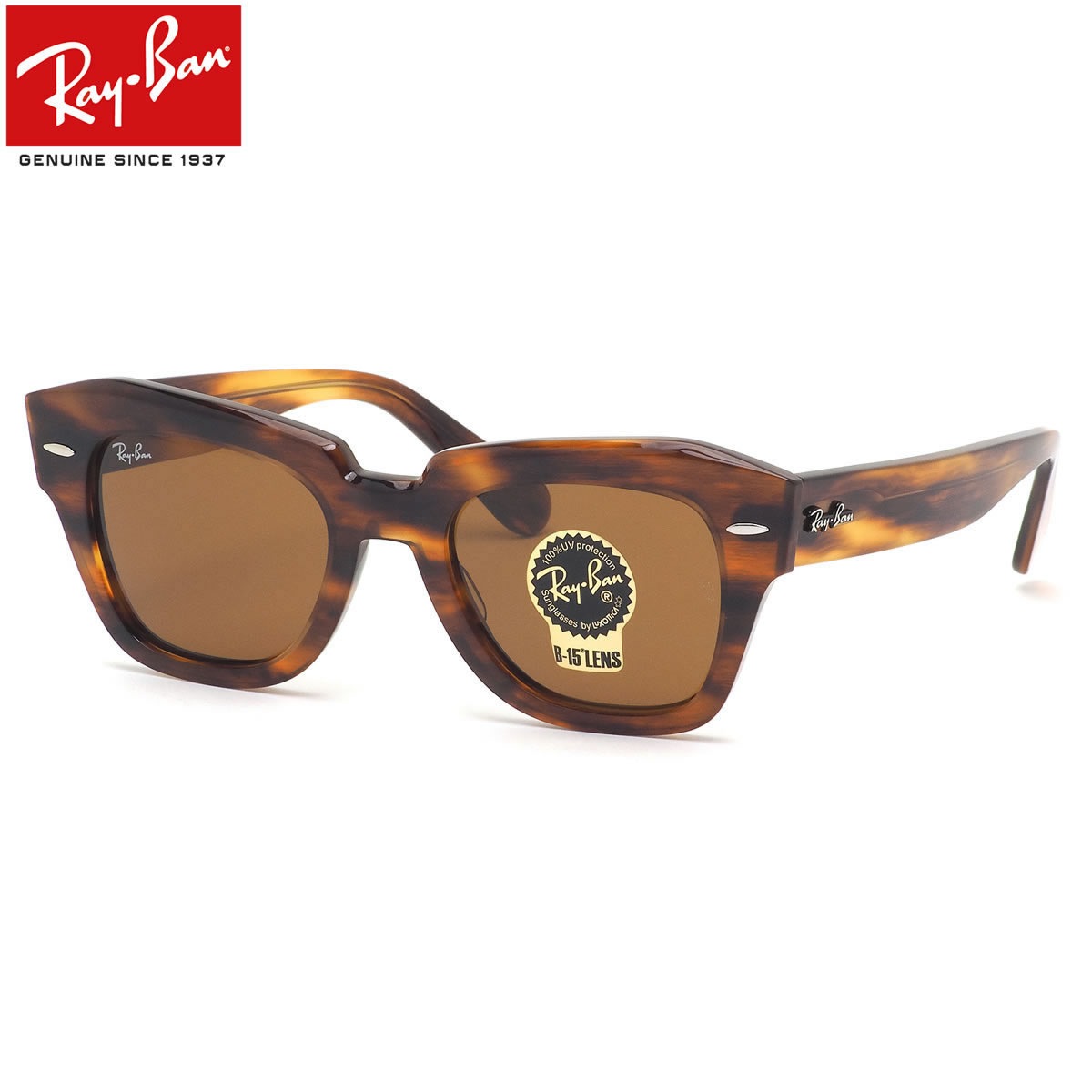 レイバン Ray-Ban サングラス RB2186 954/33 49サイズ STATE STREET ステートストリート べっ甲 ブラウンデミ B-15 ウェリントン ドライブ アウトドア メンズ レディース