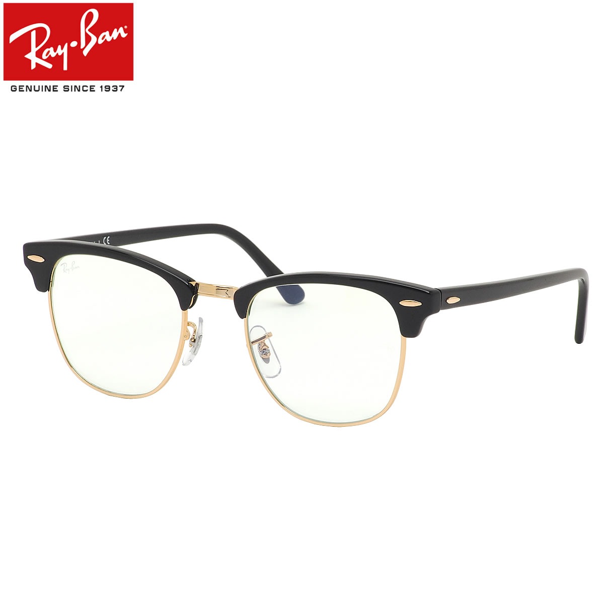 Ray-Ban サングラス RB3016 901/BF 49 レイバン CLUBMASTER クラブマスター EVERGLASSES エバーグラス クリアレンズ ブルーライトカット テレワーク PC用 スマホ用 メンズ レディース